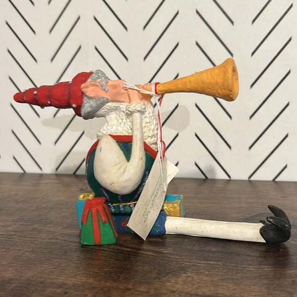 Department 56 Christmas Festive Gnome Trumpet Shelf Sitter 1991 Vintage Holiday - Picture 2 of 9